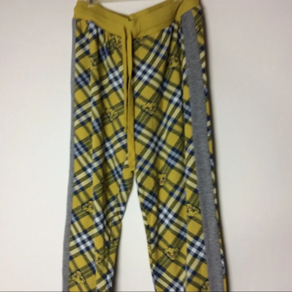 Disney The Lion King Pajama Pants Yellow Gray Plaid Women's Medium - Picture 1 of 12